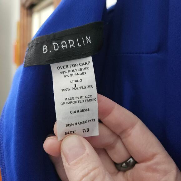 B. Darlin Royal Blue V-Neck Layered Party Dress Mini Size 7/8 Medium Stretch - Picture 7 of 7